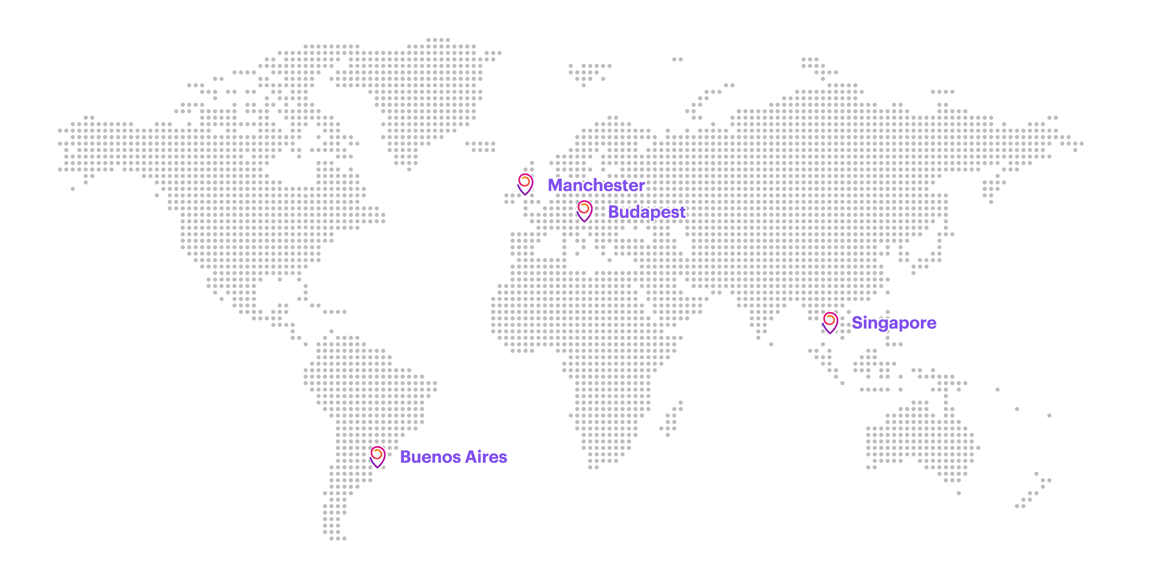 Map of the world using dots to represent landmasses