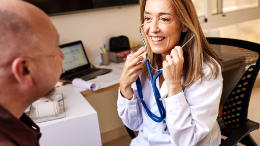 Doctor examining patient in hospital
