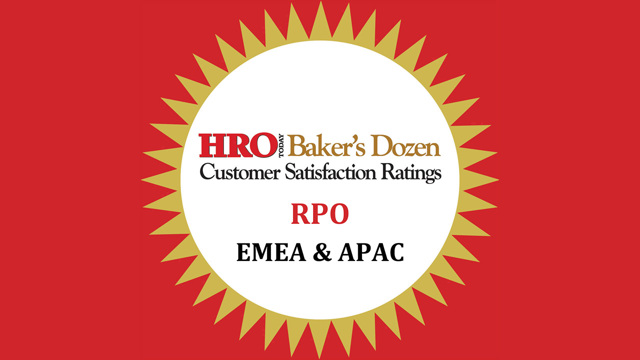 HRO Today Baker's Dozen Customer Satisfaction Ratings RPO EMEA & APAC award logo