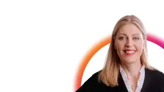 Sally Hunter headshot in front of orange glow