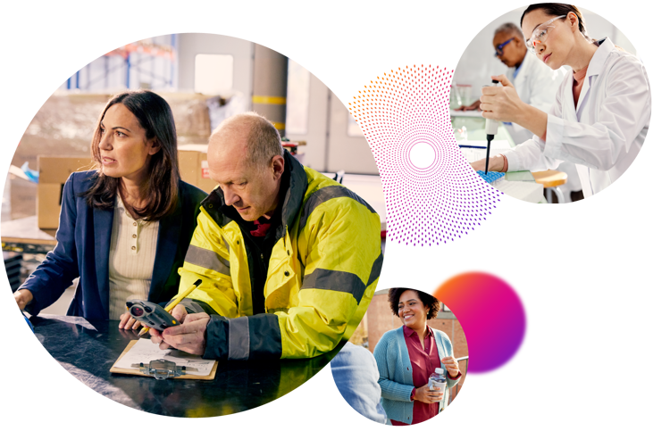 multiple images collage of different types of pressional workers